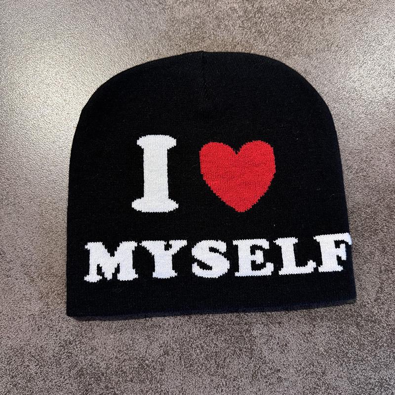 Abstract Knit Hat For Women With Warmth And Unique Letter Design For Streetwear Style