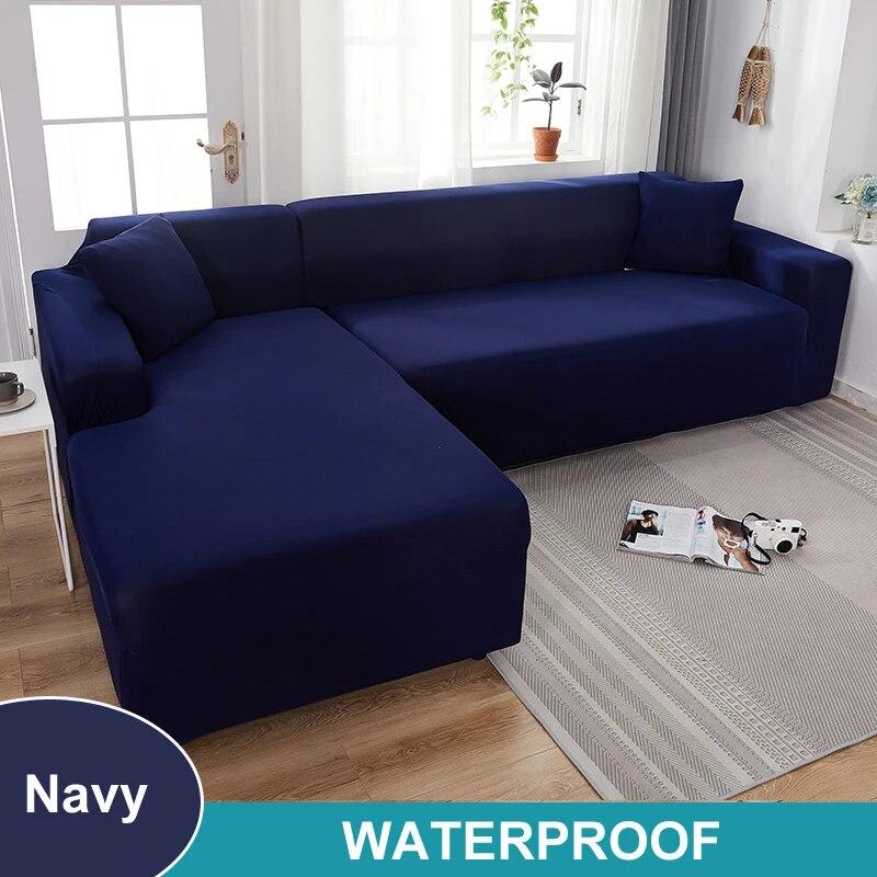 Waterproof Sofa Cover 1/2/3/4 Seater Sofa Cover for Living Room Elastic Solid L Shaped Corner Sofa Cover for Sofa Couch Armchair