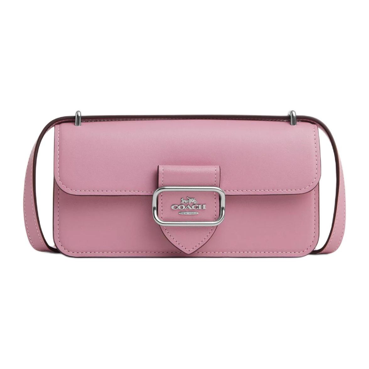 Coach Morgan 20 Monogram Logo Flap Crossbody Bag Women bags Silver Tulip CO980-SVQU Basic Set (Bag+Dust Bag)