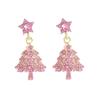 Festive Five Point Star Earrings with Sparkling Crystals Sturdy Alloy Comfort Fit for Christmas Celebrations