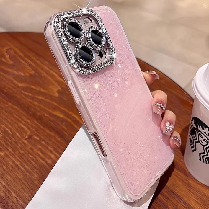 Acryl Glitzer Strass 2-in-1 Bonbonfarbe Hülle für iPhone 16 15 14 13 12 11 Pro Max Plus Juwelenbesetzte Schutzhülle