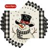 4pcs/6pcs Pack Christmas Placemats Suitable for - Top Hat with Snowflake, Snowman, Check & Star Patterns - Washable Table Mats for Kitchen Dining