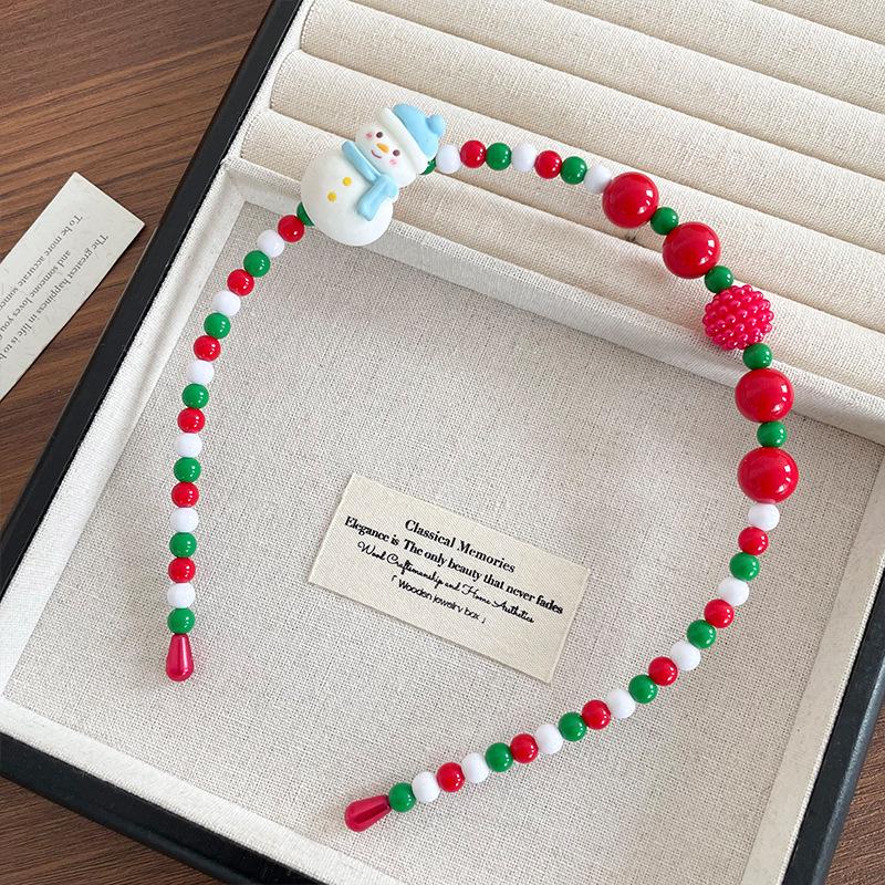 2024 Festive Red & Green Christmas Headband with Bells & Beads - Women s & Kids  Cute Holiday Party Accessory