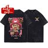 Summer 2025 Short Sleeve Tee Anime One Piece Luffy Nami Graphic T Shirt Man  Clothes Vintage Washed Women Oversized Gym Tops