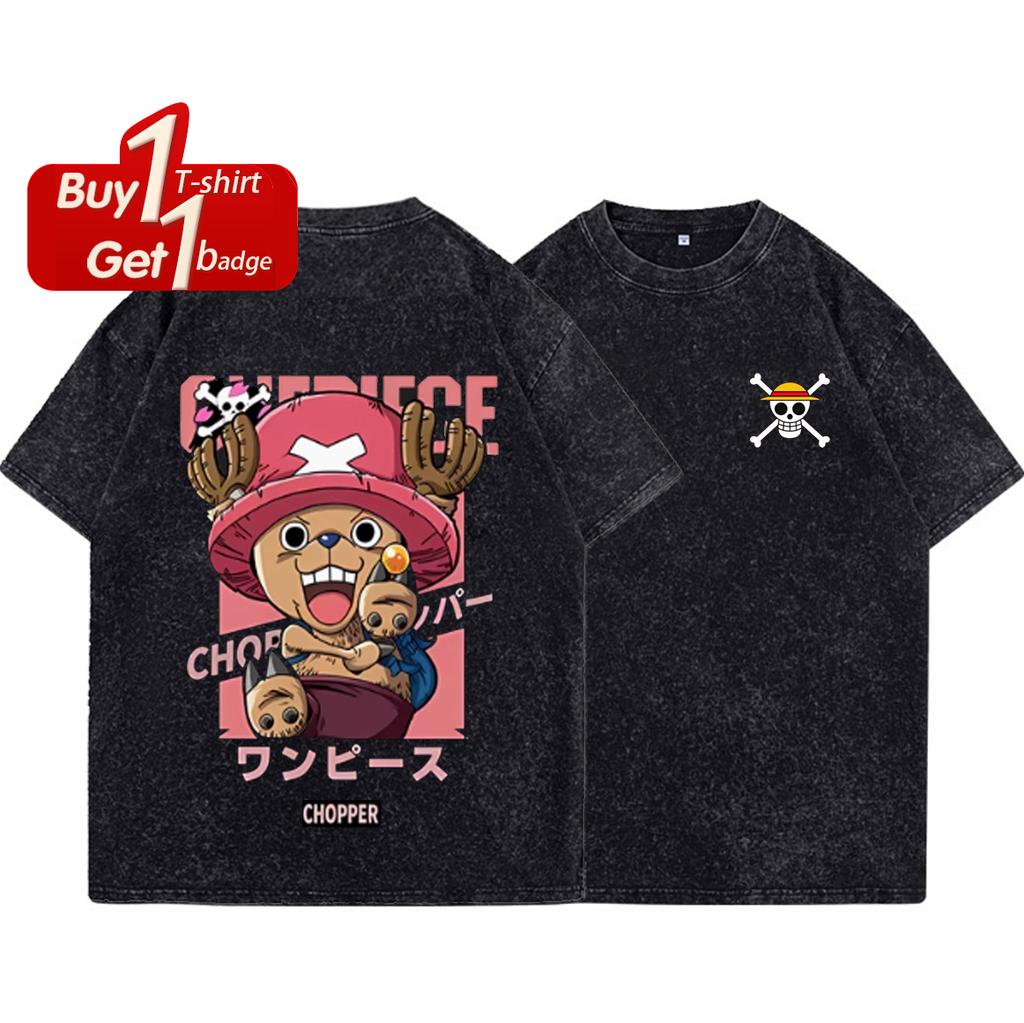 Summer 2025 Short Sleeve Tee Anime One Piece Luffy Nami Graphic T Shirt Man  Clothes Vintage Washed Women Oversized Gym Tops