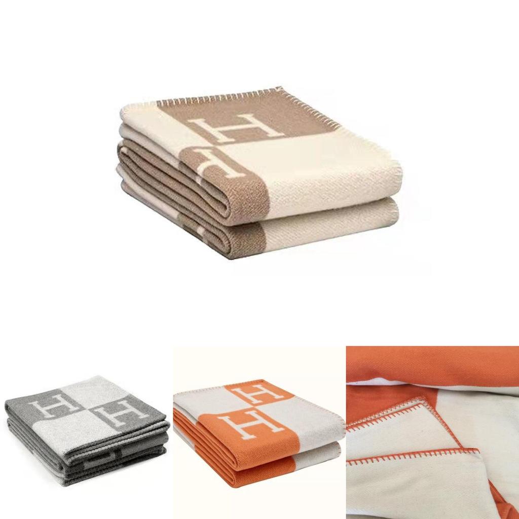 Couverture Luxueuse en Laine Cachemire Épaisse Chaude Motif Géométrique Jeté de Bureau