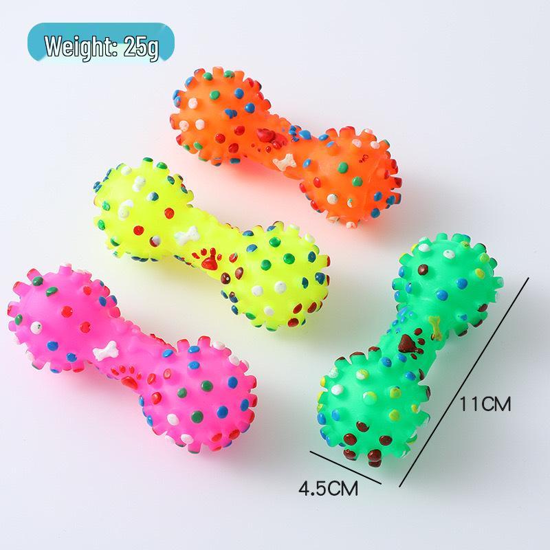 Small Spiky Dumbbell Squeaky Dog Teething Toy
