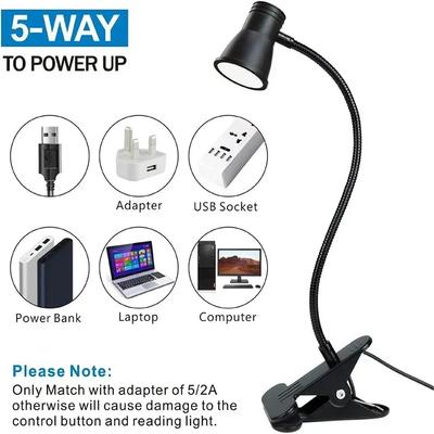 Tragbare Klipp-Schreibtischlampe USB-LED-Schreibtischlampe Desktop-Buchlampe Zeitgesteuerte Stufenlose Dimmung Augenschutz Lese-Studenten Lernlampe