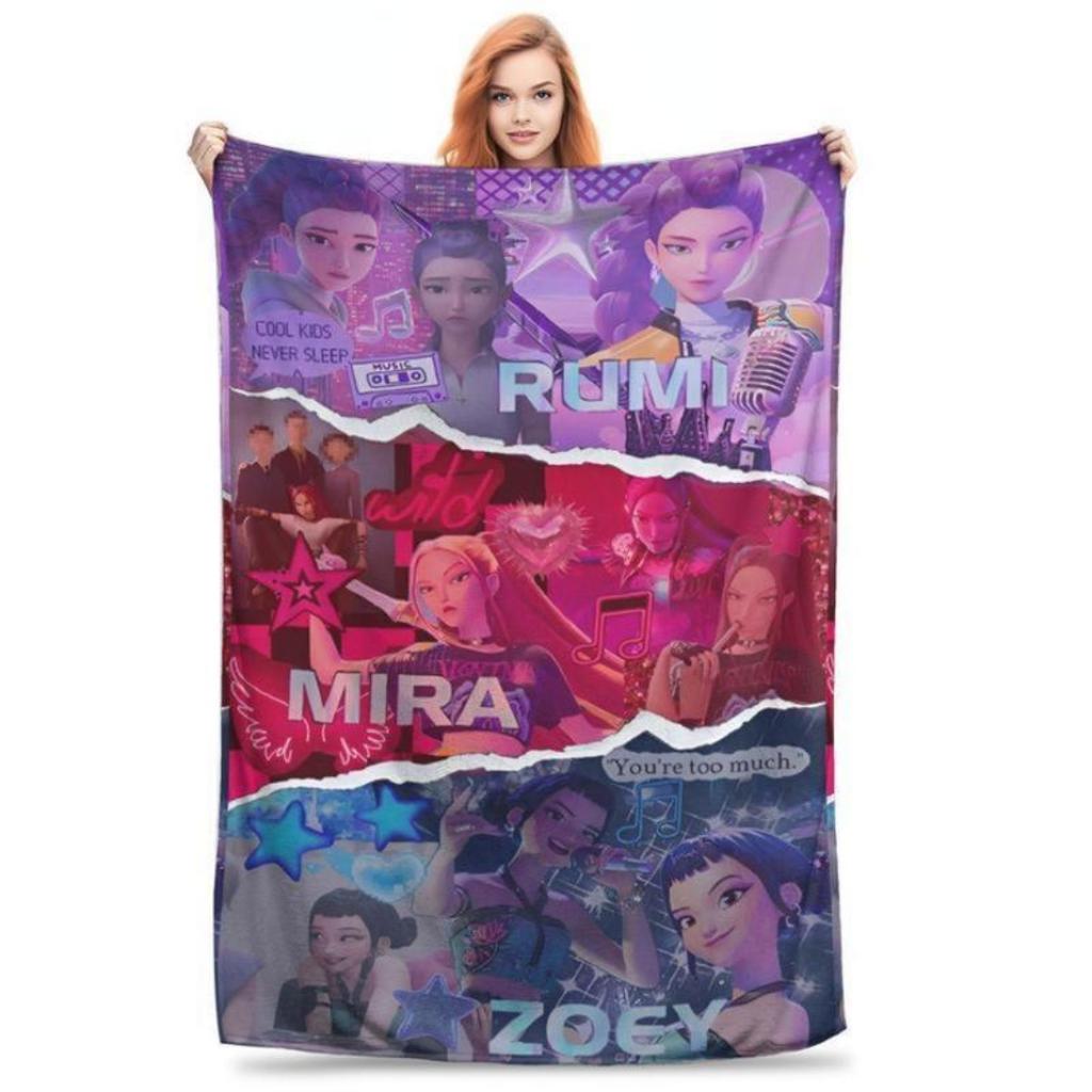 Flaneldecke 2025 Neu KPOP Domen Hunters Rumi Mira Zoey Saja Jungen Druck Weiche Decke für Fans Kinder Erwachsene für Weihnachtsgeschenk