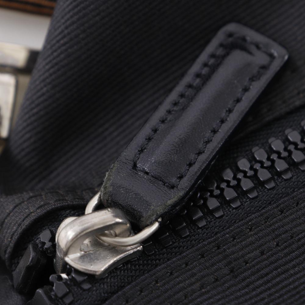 Fendi Logo Handbag One Handle Black Nylon Canvas Women Used