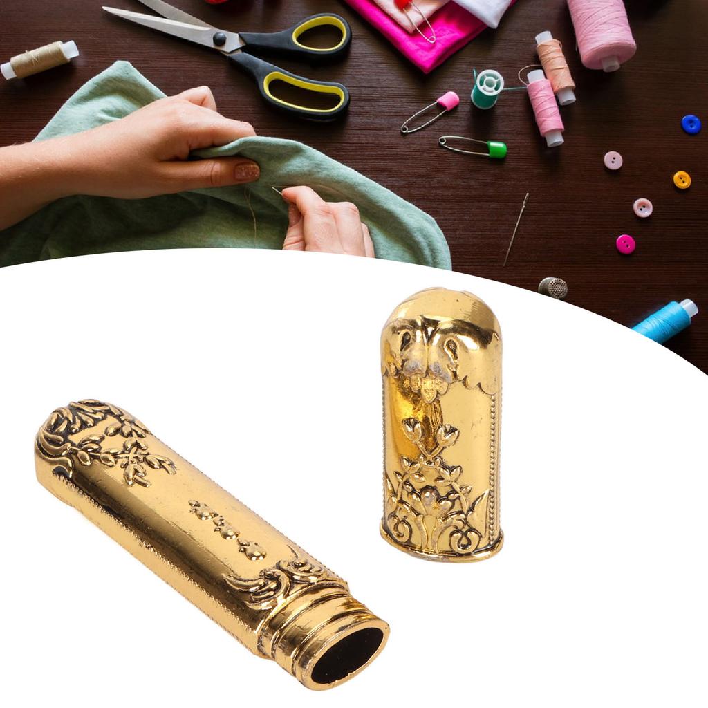 Vintage Nålfodral Graverat Stereoskopiskt Mönster Snygg Förvaringsrör för Sy nålar Nålhållare Syverktyg