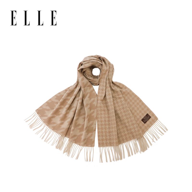 ELLE 100% Merino Wool Houndstooth Scarf & Shawl Gift Set