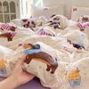 Li Lang Lucky Dog Floral Soft Bedding 4-Piece Set