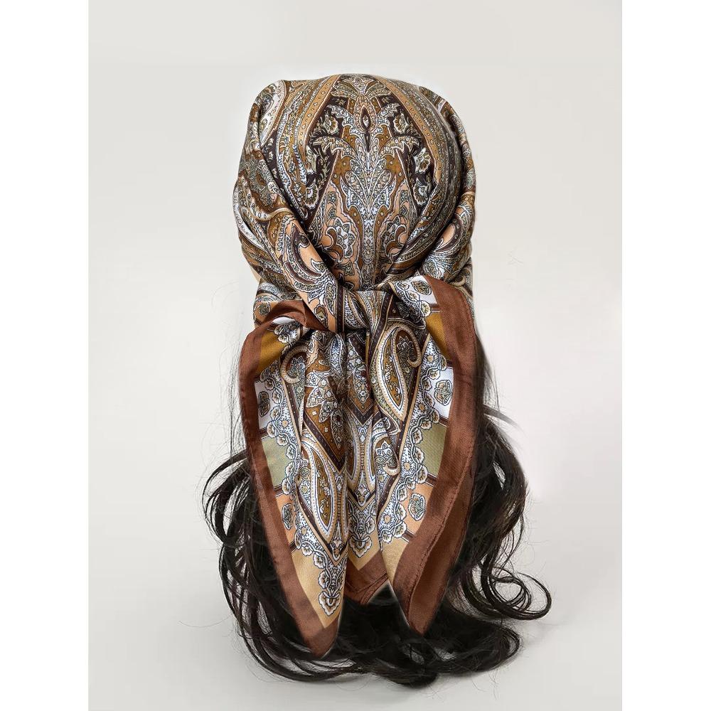 Luxury Print Imitation Silk Square Scarf Thin Hair Scarf Headband New Neck Tie Shawl Wraps  Women