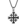 Retro Czarny Naszyjnik z Krzyżem - Męski Hip Hopowy Dodatek ze Stali Nierdzewnej
