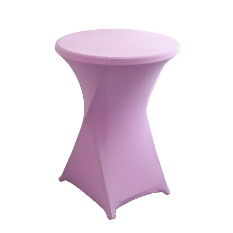 Pure Color Table Cloth Elastic Bar Table Cover Dustproof Polyester Round Tablecloth