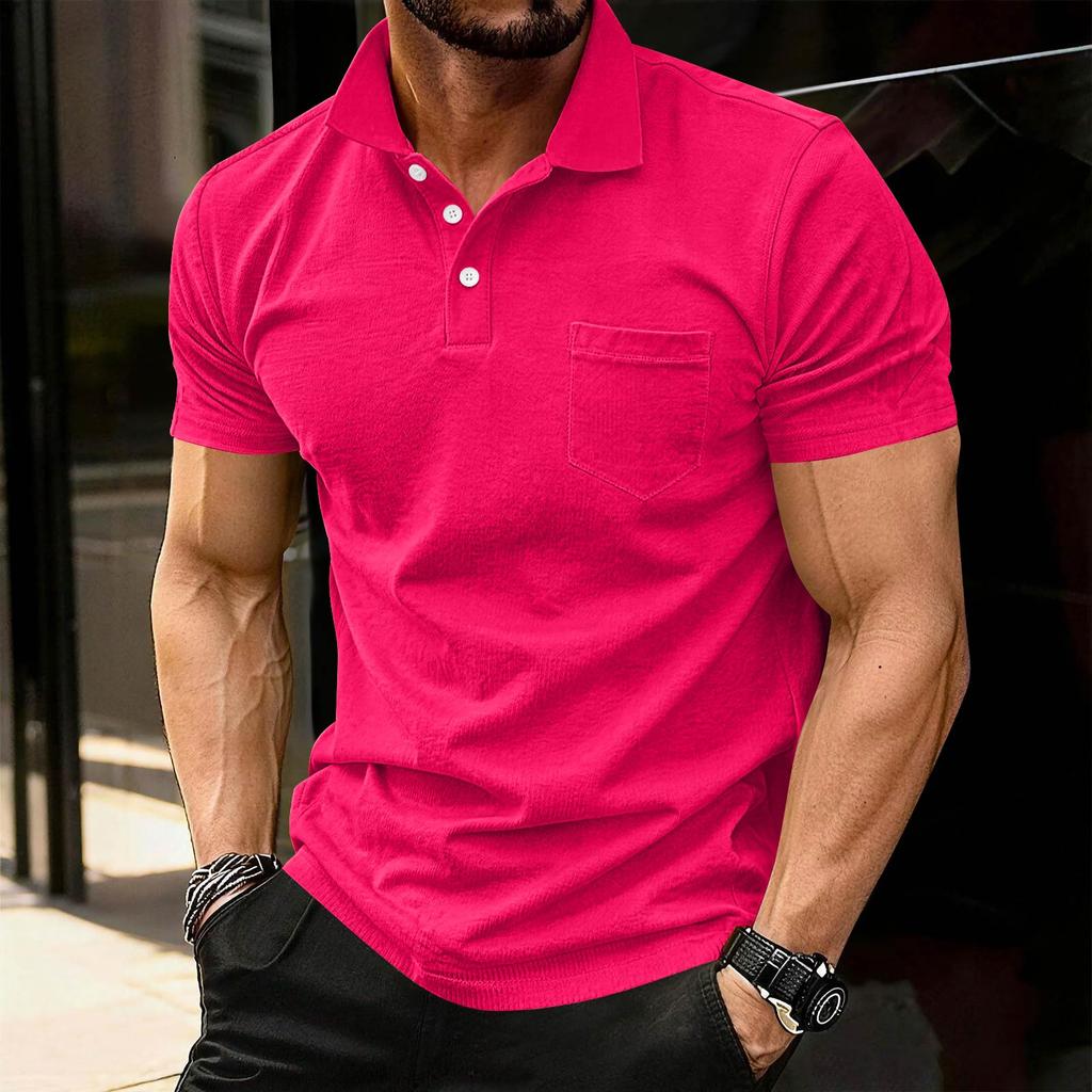 Men's Fashion Shirts Short Sleeve Casual Cotton Golf Shirts Moisture Wicking Shirt With Pocket
