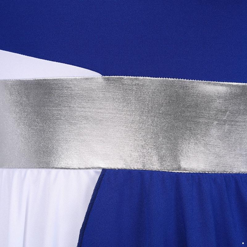 Womens Color Block Dance Dress Sleeveless Round Neck Design Asymmetrical Hem Performance Party Wear