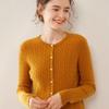 2024 Autumn/Winter Women's Round Neck Cashmere Cable Knit Cardigan - Korean Style Loose Slimming Coat