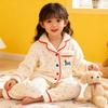 Kids Flannel Pajamas Set Boys Girls Warm Long Sleeve Top And Pants Sleepwear Winter Home Nightwear