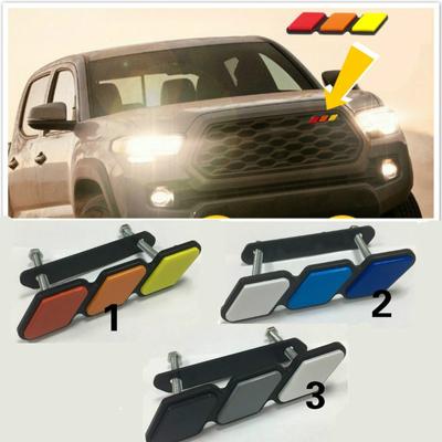 For To-yo/ta Camry Corolla Prius Lan-d Cr-uiser Venza Tacoma Hilux Prado 150 120 Gt6 Tri-color 3 Front Grille Badge Emblem Stickers Decals