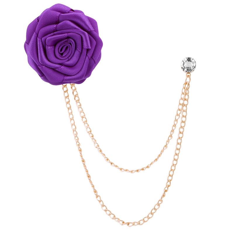 Charm Fashion Wedding Suit Lapel Tassel 1pc Brooch Pin Rose Flower Bouquet Collar Pins Men Jewelry