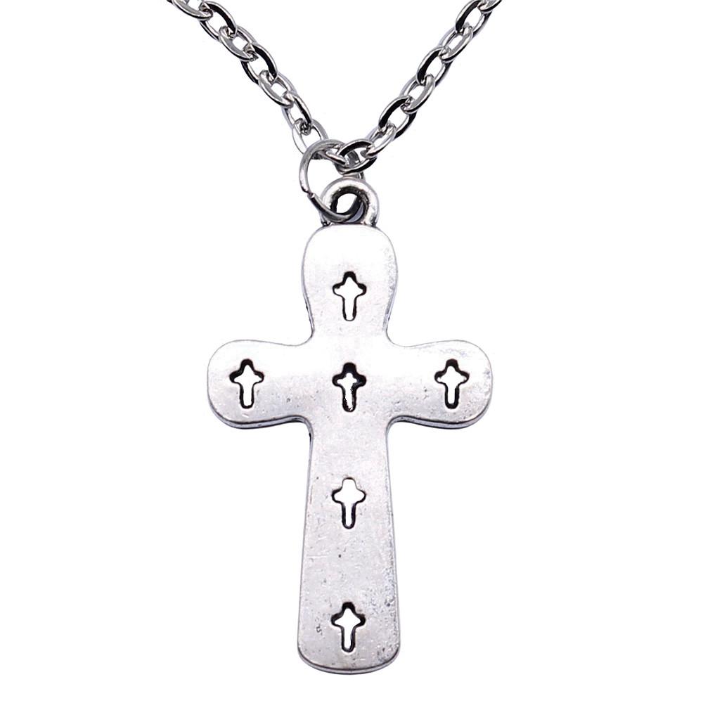 Pray Amulet Charm Necklace Cross Pendant Vintage Halloween Witchy Jewelry 43cm Chain