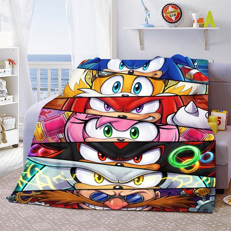 Sonic Warm Throw Blanket Flannel Soft Cozy Lightweight Blanket for Bed Sofa Home Decor -QJY