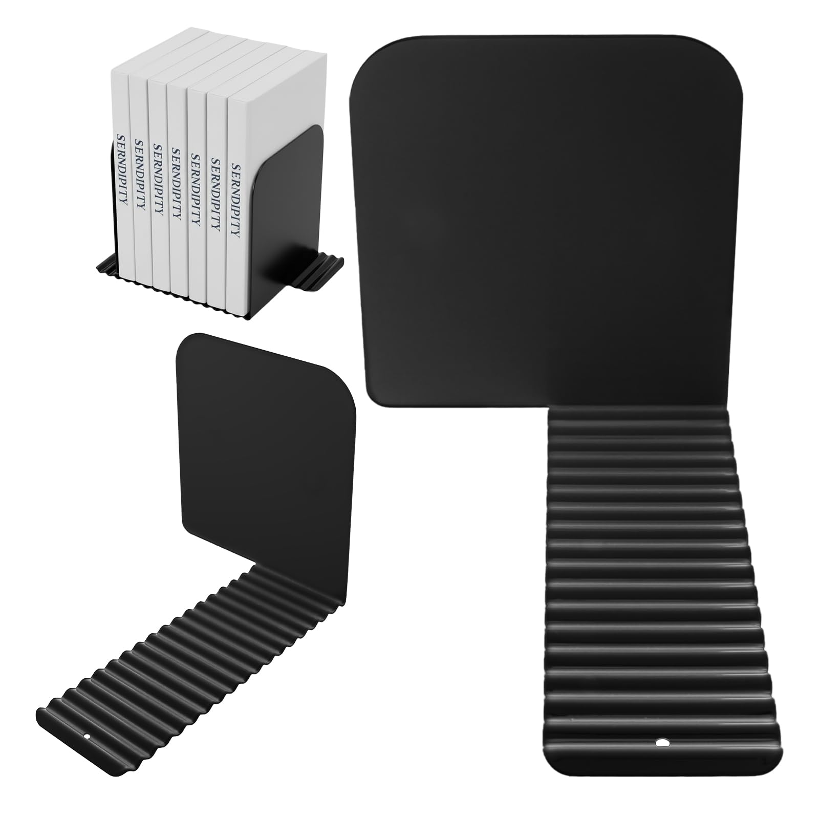 

SHINEI Wavy 2 Made in Practical Prevents Books from Falling Magnetic Desktop Bookshelf Organization Bookends, Black, Pieces, Japan, Design, Over, чёрный