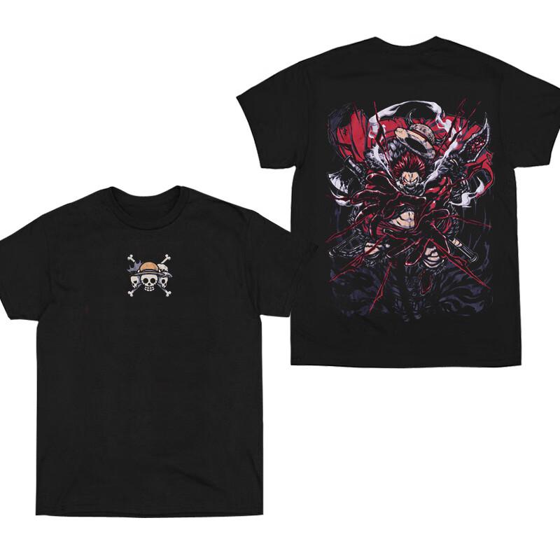 One Piece Anime Character Printing Oversized Cotton Tshirt Men and Women Comfortable Y2K Childrens Clothing Summer Tshirt