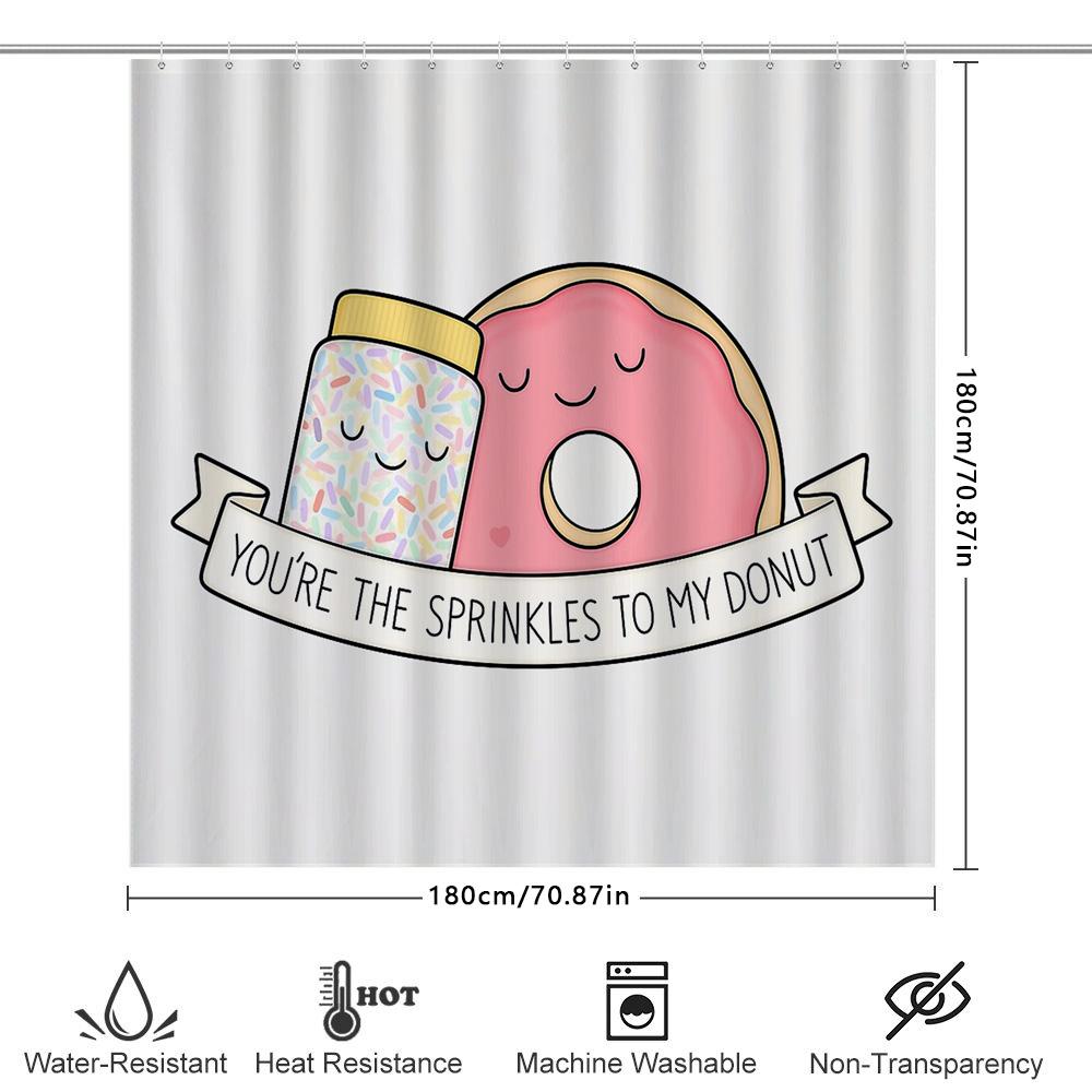 Donut Shower Curtain Cute Foodie Decor Kitchen Bathroom Washable Fabric Panel Home Sweet Home Aesthetic Dorm Room Gift