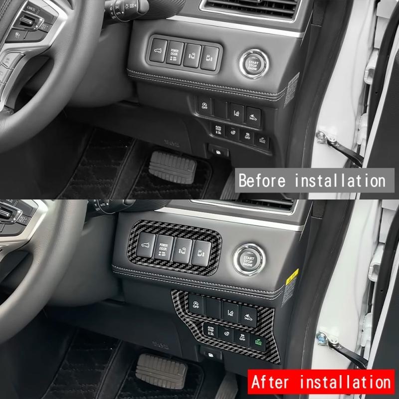 RHD For Mitsubishi Delica D:5 2024 2025 Headlight Lamp Switch Button Panel cover driver's control Frame Sticker Cover Trim
