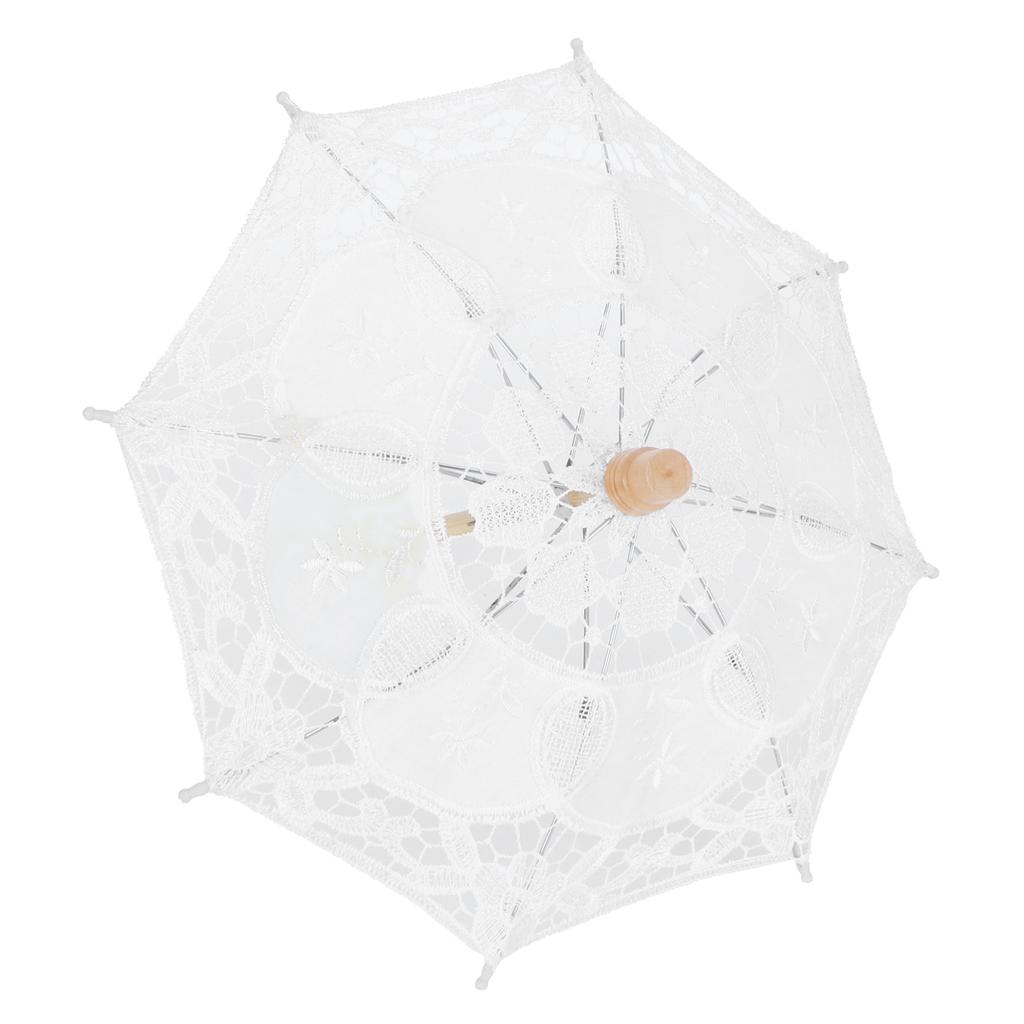 Lace Umbrella Parasol Vintage Wedding Bridal Umbrella for Photo Costume Party SuppliesS White