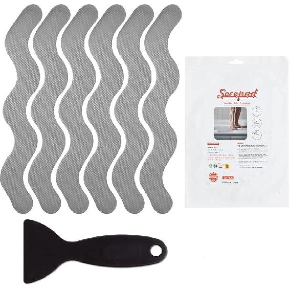 Patented 36 PCS Anti Slip Shower Stickers, Safety Bathtub Strips Adhesive Decals with Premium Scraper for Bath Tub Shower Stairs