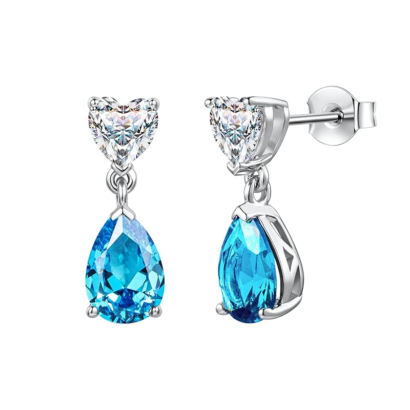 

[FANCIME] birthstone earrings ladies november topaz drop heart motif zirconia silver S925 amulet stone accessories Christmas birthday present gift