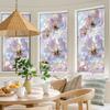 Flowers Window Privacy Film Stained Glass Tulip Butterfly Window Cling Static Glass Sticker for Home Kitchen Office Bathroom