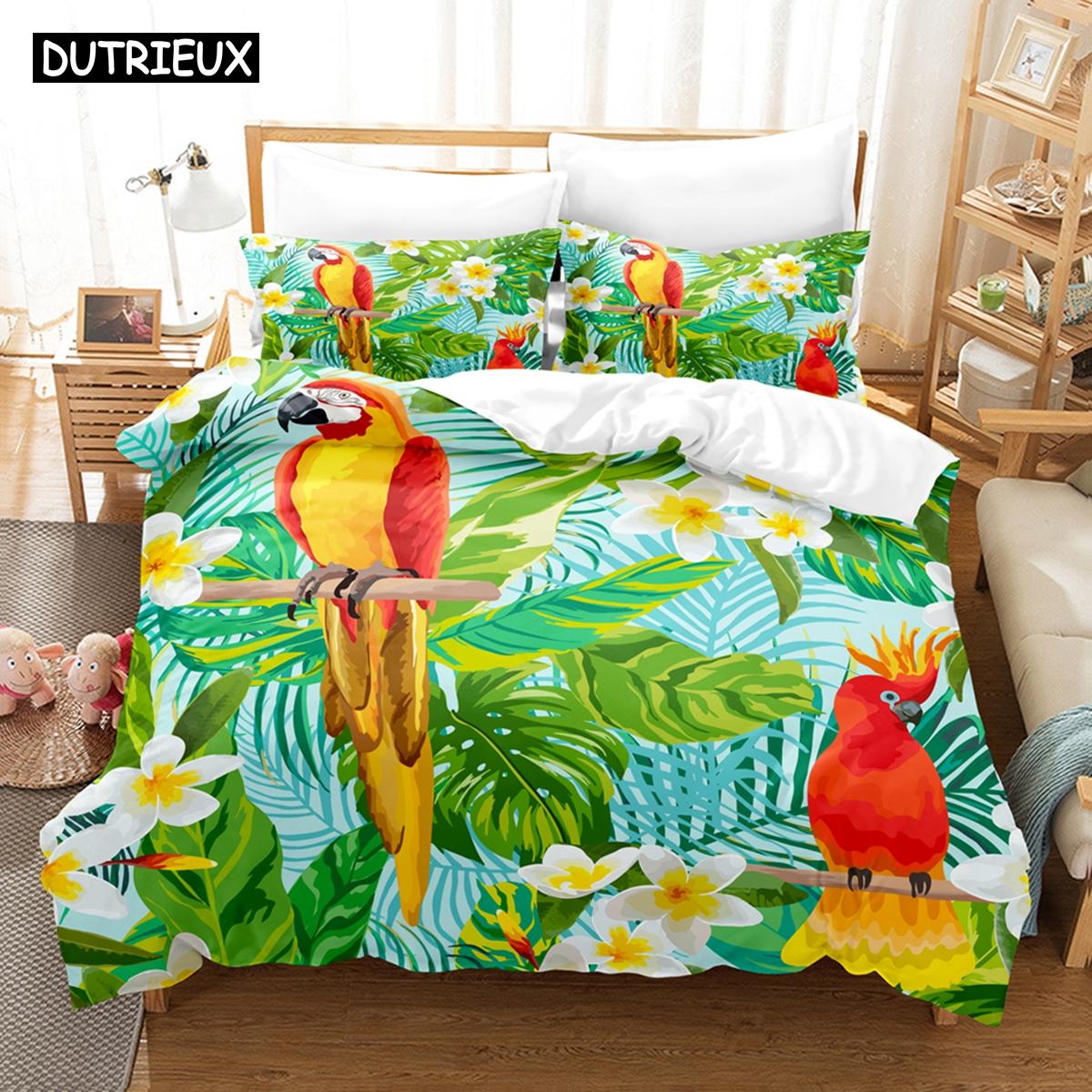 

3D The Parrot Постельное белье Пододеяльник Комплект с наволочкой Твин Полный Queen King Постельное белье Постельное белье EU single(135x200cm)