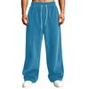 Pantalones de pana para hombre de cintura alta con bolsillos de corte holgado pierna recta ancha color casual