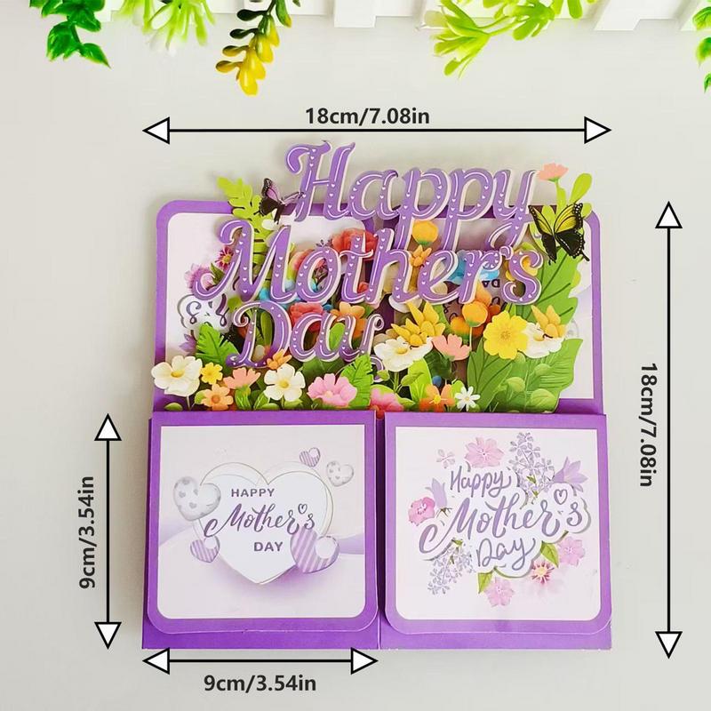 Mother's Day Greeting Card Mother Day Pop-up Flower Card with Envelope Show Your Love Expres Gratitude Souvenir Seasonal Decor