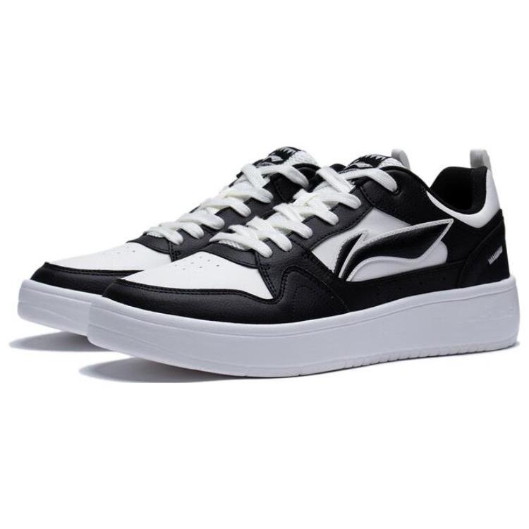 Li Ning Xingchu 2.0 Slip Resistant Abrasion Resistant Low Top Skateboard Shoes Men's Black White AGCT337-3