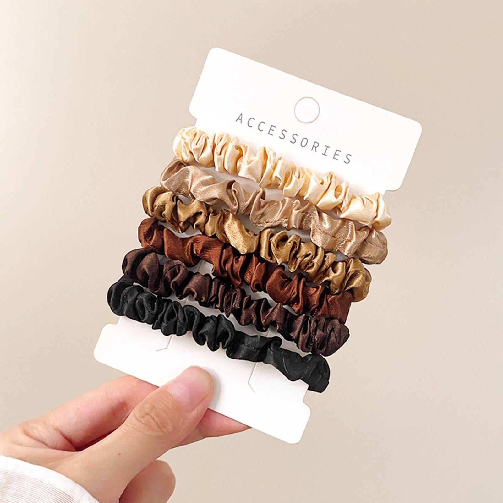 

6 шт. Резинки для волос во французском стиле, однотонные маленькие скранчи, резинки для волос для женщин, девочек, аксессуары для волос