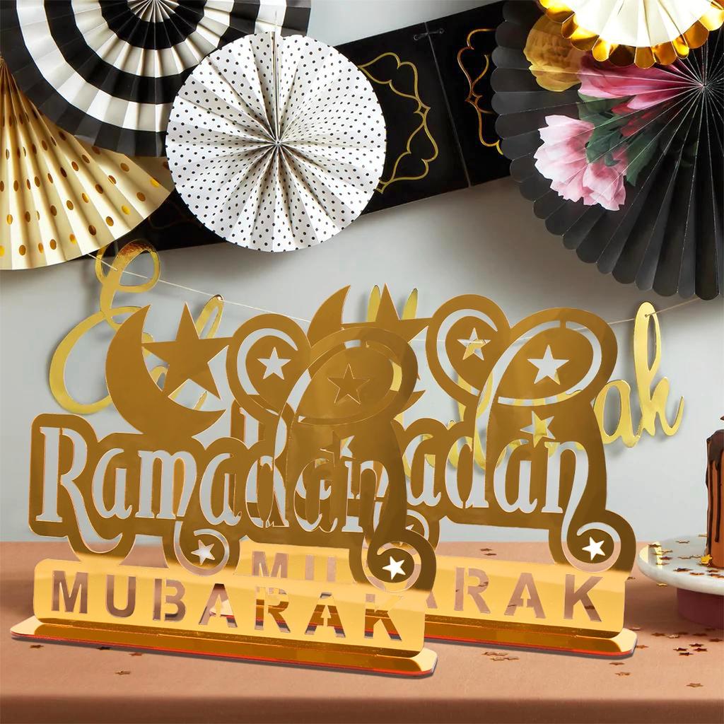 Ramadan Tray Table Centerpieces Plate Acrylic Ramadans Eid Mubarak Decorations for Home 2026 Islam Muslim Festival Party Gifts