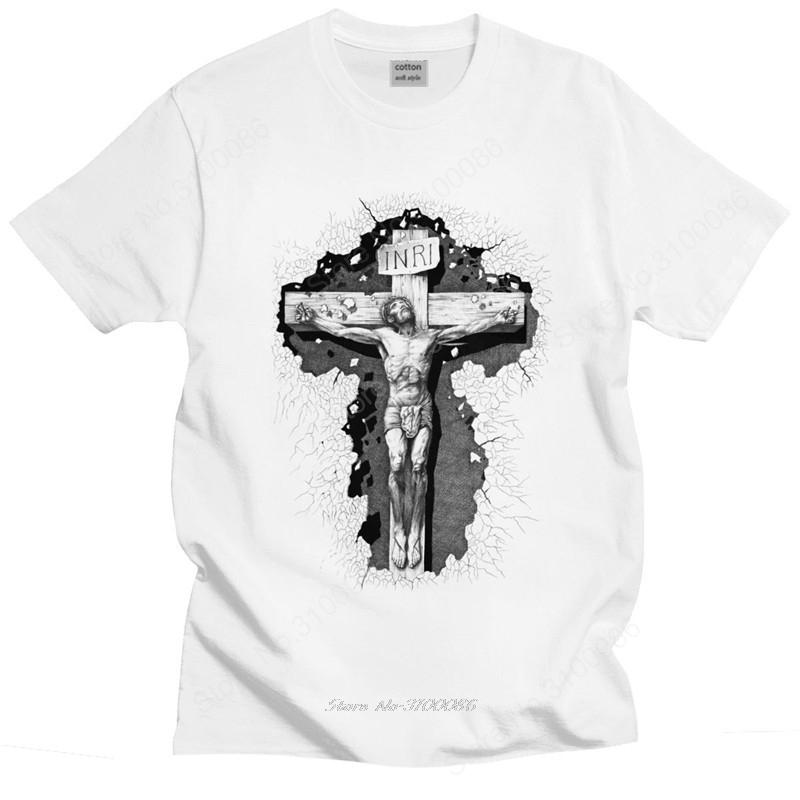 Classic Fashion T Shirt Jesus Cross God Tshirt Unisex Short Sleeve Christian Religious Faith Casual Tshirt Soft Cotton Tee Tops S
