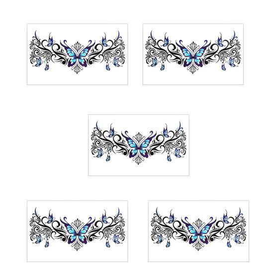 5 Sheets Colorful Butterfly Flower Tattoo Stickers, Waterproof Temporary Body Art, Hypoallergenic Floral Chest Back Decals for Women Girls