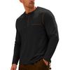 Men's Solid Color Stand Collar Henley Shirt, Long Sleeve Business Casual Sports Top, Spring Summer Daily Versatile Pullover T-Shirt