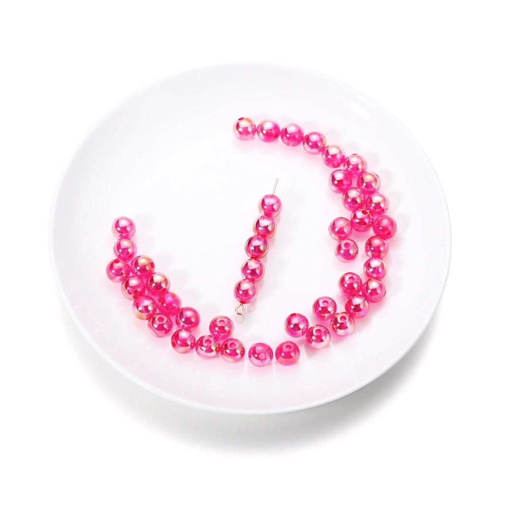 6/8/10mm Imitation ABS Pearl Beads Rainbow Color Round Loose Spacer Bead Scrapbook Decoration DIY Jewelry Making Accessories