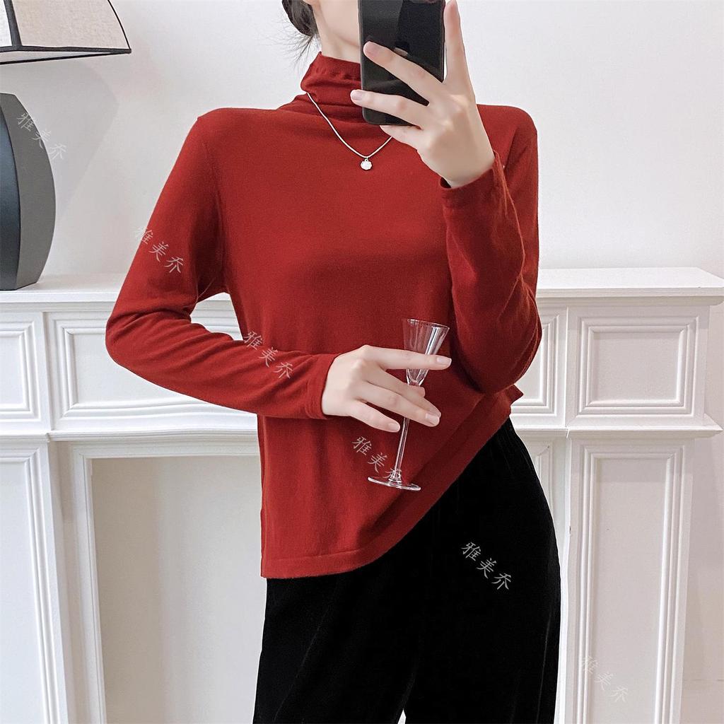 Autumn/Winter 2025 Women's Water-Soluble Wool Turtleneck Sweater - Solid Color, Long Sleeve Pullover, Cozy Base Layer