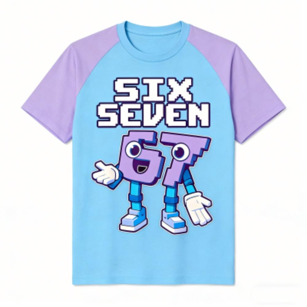 Summer Fashion Fun Cartoon 67 Print Kids T-Shirts Summer Street Short-Sleeve Outdoor Casual Tops for Boy and Girl's Tees Top