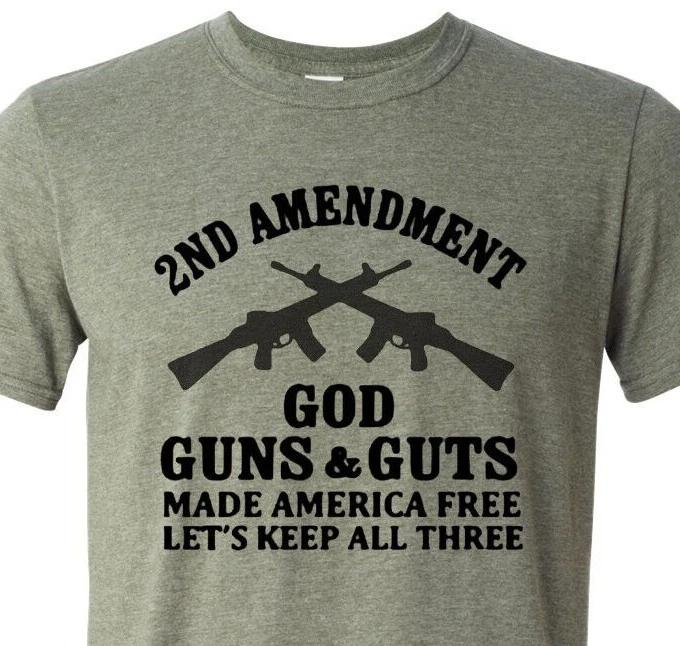 2nd Amendment - God, Guns & Guts - Patriotic - Unisex - Fast Ship XS