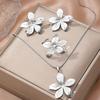 Stainless Steel Simple Fashion Exaggerated Large Flowers Pendant Necklace Ring Earrings Jewelry Set Female Creative Gift